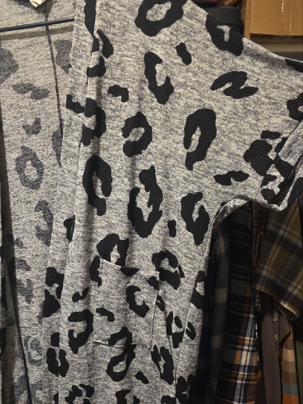 Lovely Melody Gray and Black Leopard Print Lightweight Cardigan - Picture 5 of 8